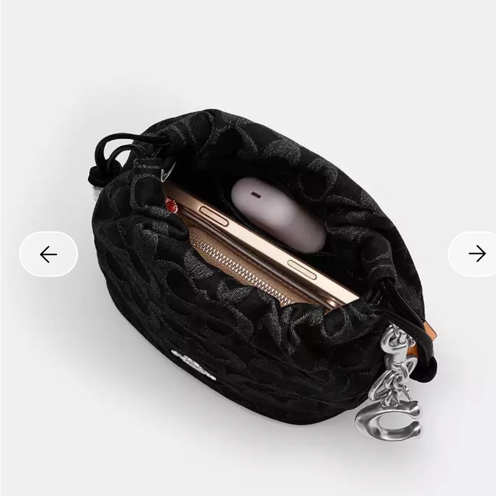 Faye Mini Drawstring Bag .In Signature Denim New - Picture 4 of 12